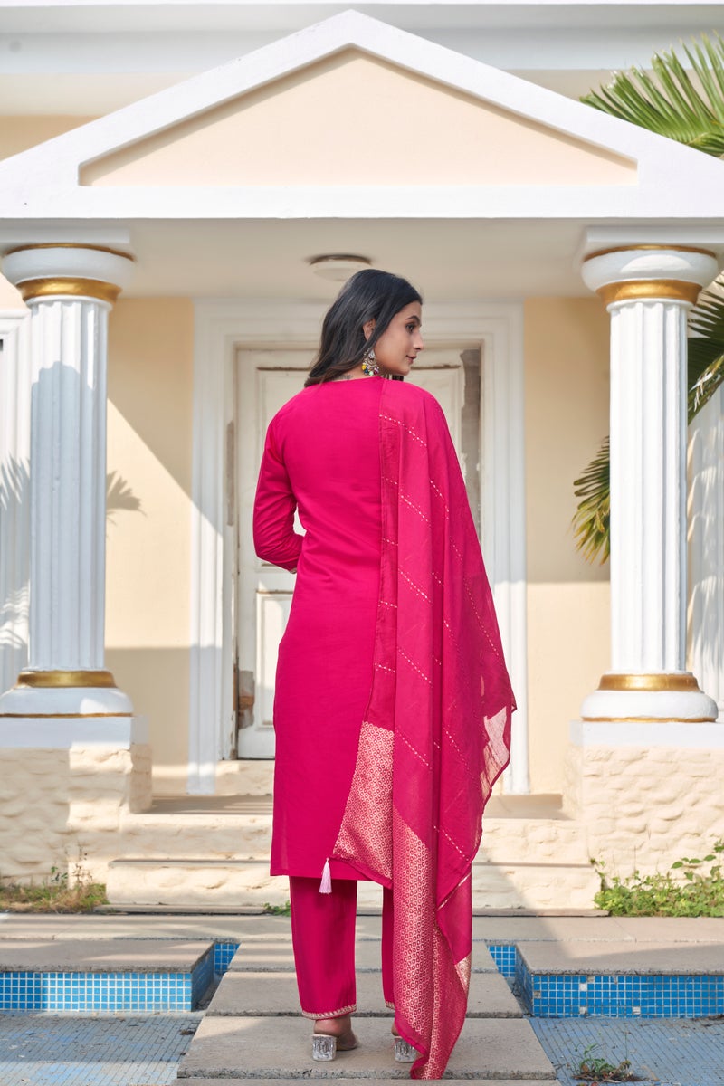 VISHVA CREATION Pink Embroidered Kurta Set for Women - Image 4